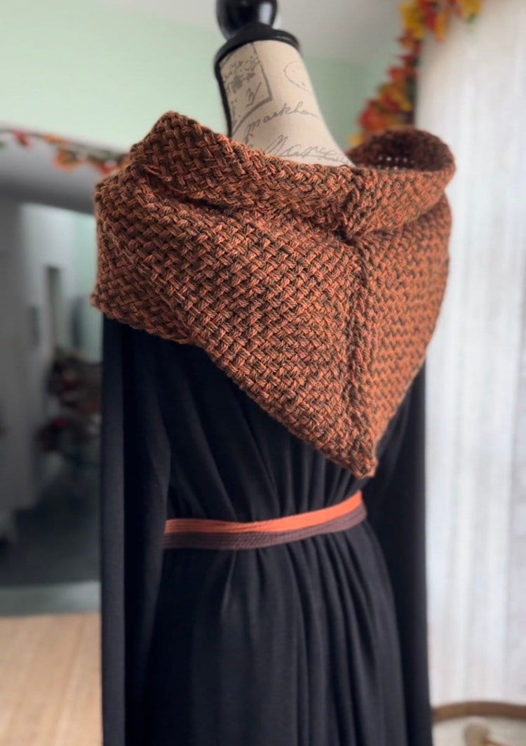 Capucha de bruja del bosque tejida a mano: Edición Samhain de otoño