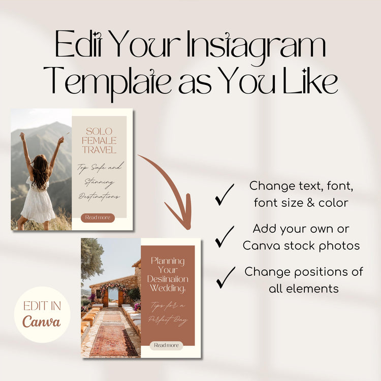 Travel Instagram Bundle Templates, Travel Agent Social Media, Instagram Canva Template, Blogger Holiday Content, Agency Marketing Post Reel