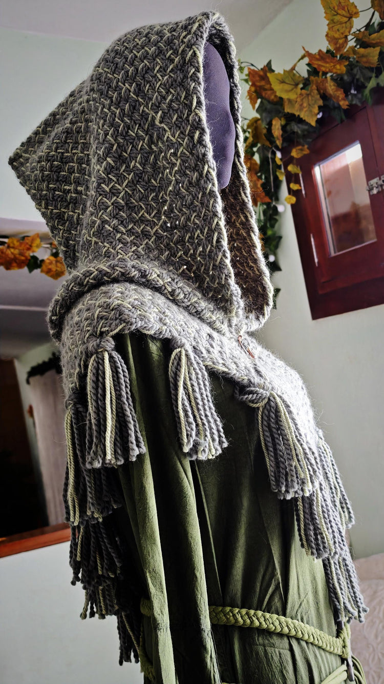 Viking Hood, Handwoven Skjoldehamn Nordic clothing