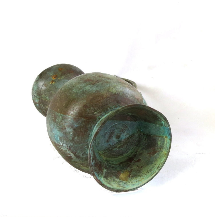 Vintage copper vase. Vintage pitcher. Small vase. Bud vase. Copper patina. Small pitcher. Metal vase. Pedestal vase. Oriental vase. Ornate.