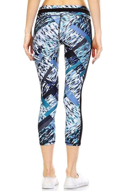 Slimming Contrast Leggings - Blues