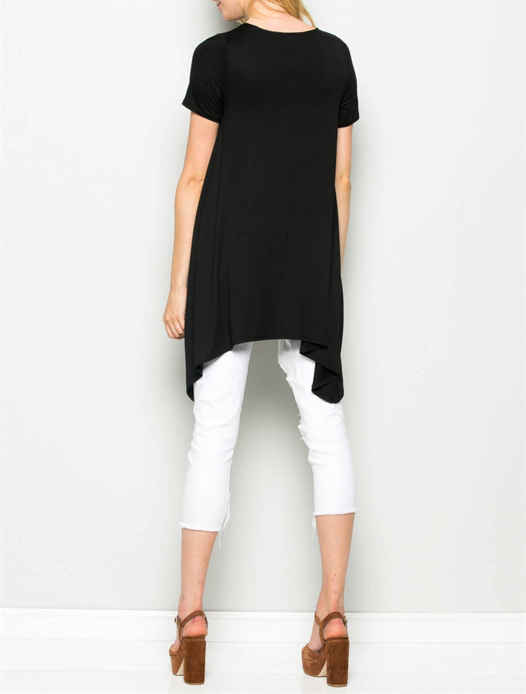 Chic Asymetrical High-Low Top - Blk
