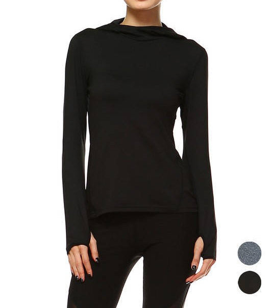 Activewear Jacket with Hoodie - Black