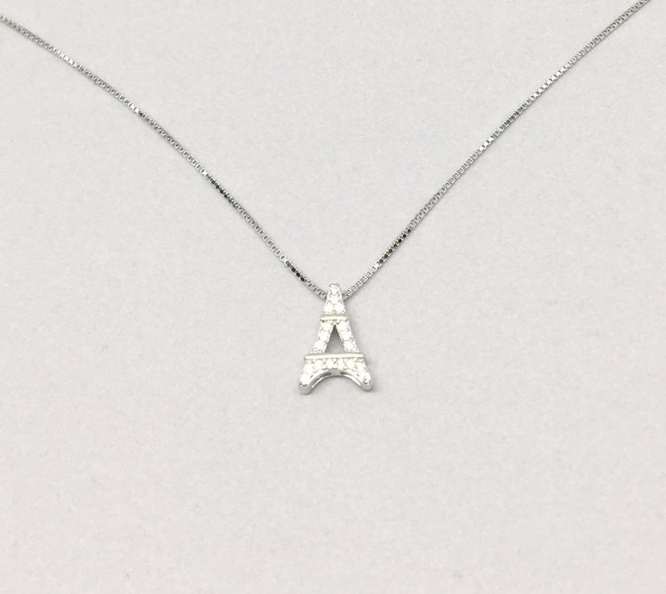 Eiffel Tower Pendant Necklace - Gift for Her - 925 Sterling Silver
