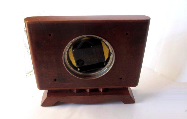 Vintage clock. Holiday gift ideas. Wood clock. Wooden clock. Old clock. Desk clock. Mid century clock. Brown table clock. Working.