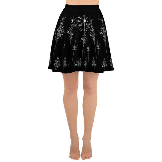 Norse Witch Skirt, Runic Viking Skater Skirt: Nordic Pagan Clothing