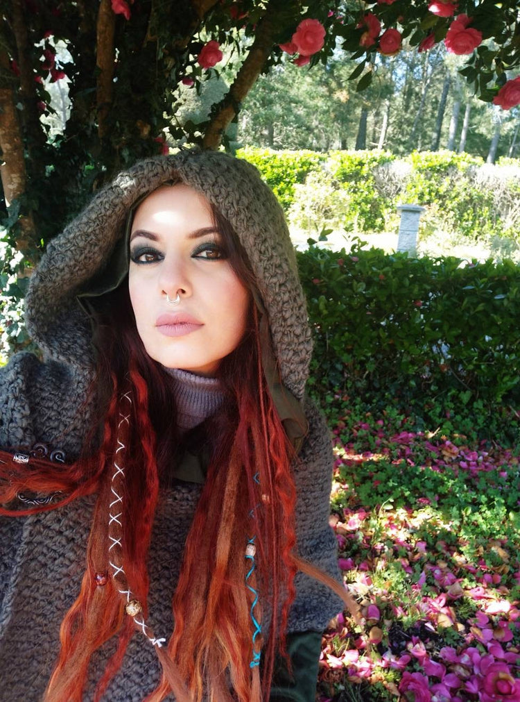 Handwoven Wool Alpaca Hooded Shawl: Viking Norse Pagan Capelet
