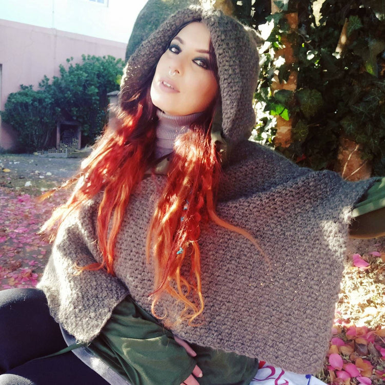 Handwoven Wool Alpaca Hooded Shawl: Viking Norse Pagan Capelet