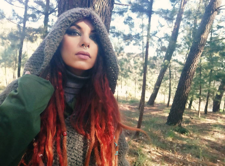 Handwoven Wool Alpaca Hooded Shawl: Viking Norse Pagan Capelet