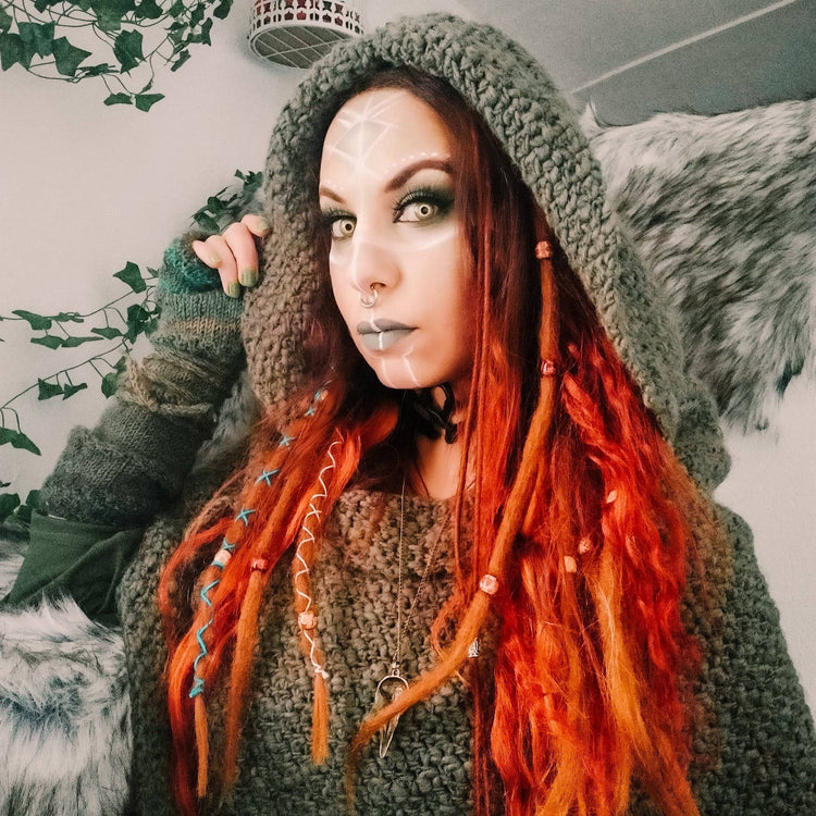 Handwoven Wool Alpaca Hooded Shawl: Viking Norse Pagan Capelet