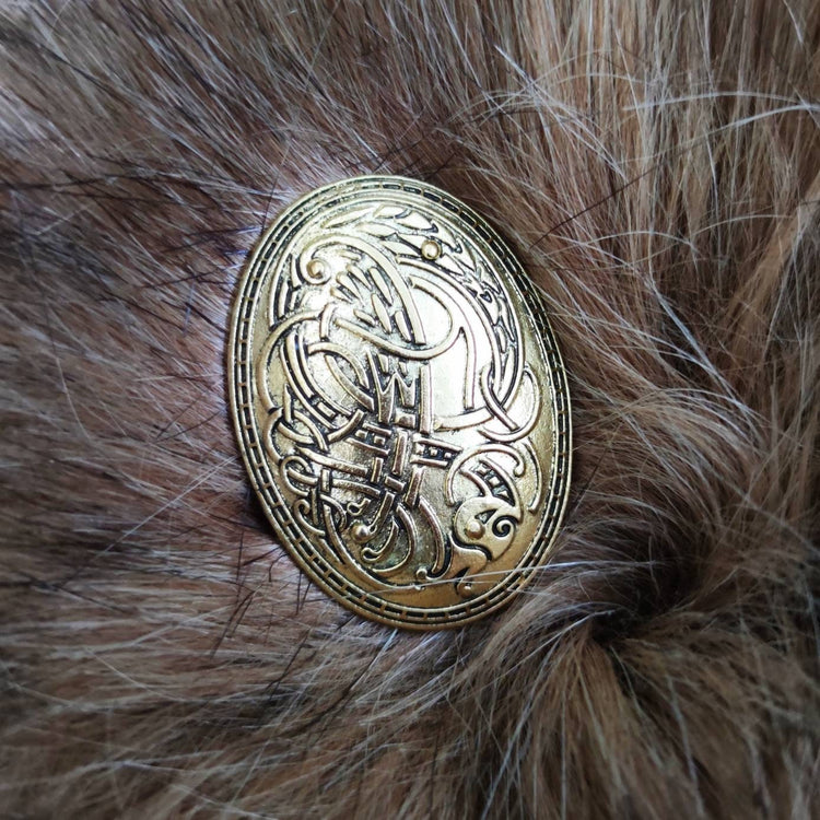Nordic Fur, Viking Shoulder Mantle: Norse Wedding Shawl with Brooches