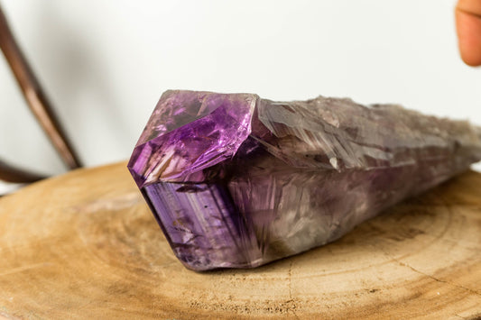Dragon Tooth Amethyst, Raw and Natural Bahia Amethyst Scepter, Perfectly Formed Phantom Amethyst, Deep Purple, XL (12 in) 910g - 2.0 lb