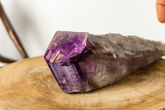Dragon Tooth Amethyst, Raw and Natural Bahia Amethyst Scepter, Perfectly Formed Phantom Amethyst, Deep Purple, XL (12 in) 910g - 2.0 lb
