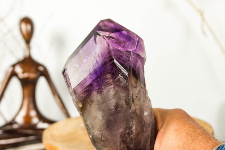 Dragon Tooth Amethyst, Raw and Natural Bahia Amethyst Scepter, Perfectly Formed Phantom Amethyst, Deep Purple, XL (12 in) 910g - 2.0 lb