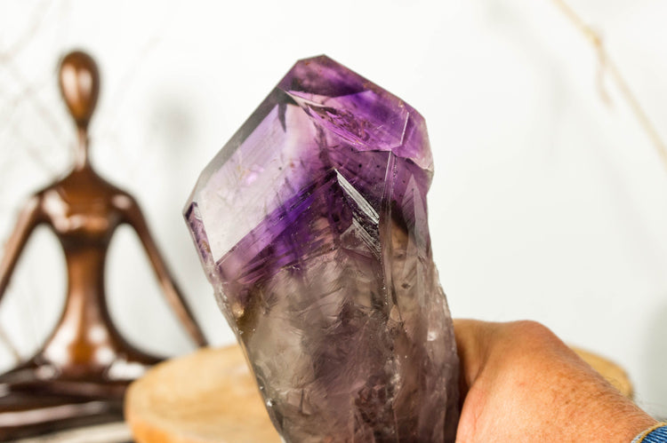 Dragon Tooth Amethyst, Raw and Natural Bahia Amethyst Scepter, Perfectly Formed Phantom Amethyst, Deep Purple, XL (12 in) 910g - 2.0 lb