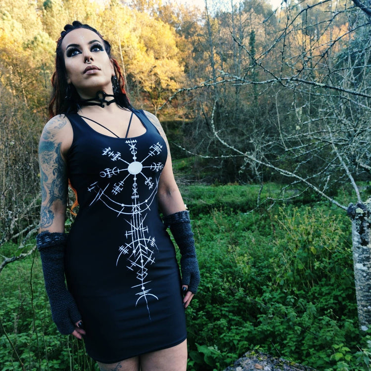Viking Dreamcatcher Dress: Norse Pagan Runes, Fitted Style