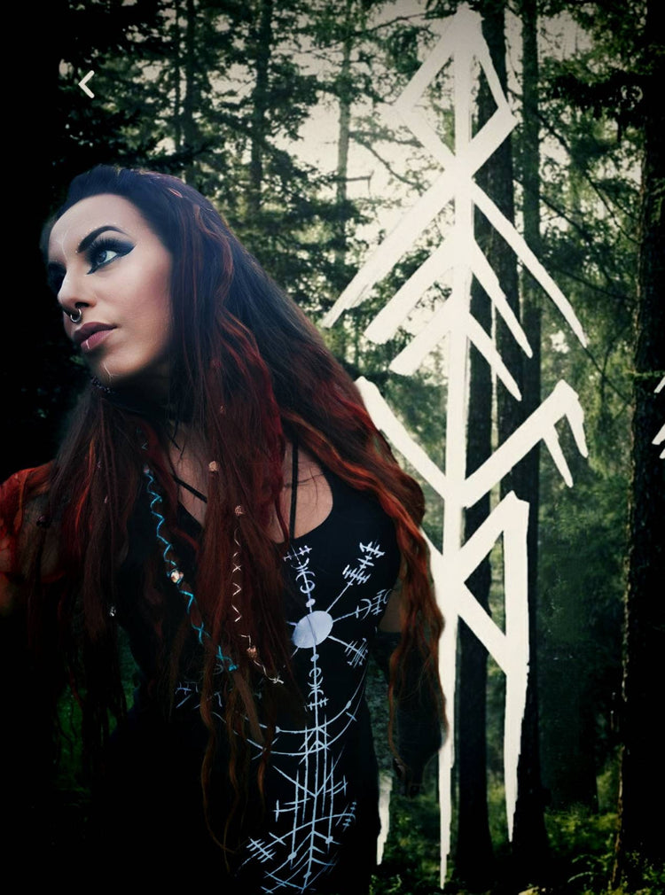 Viking Dreamcatcher Dress: Norse Pagan Runes, Fitted Style