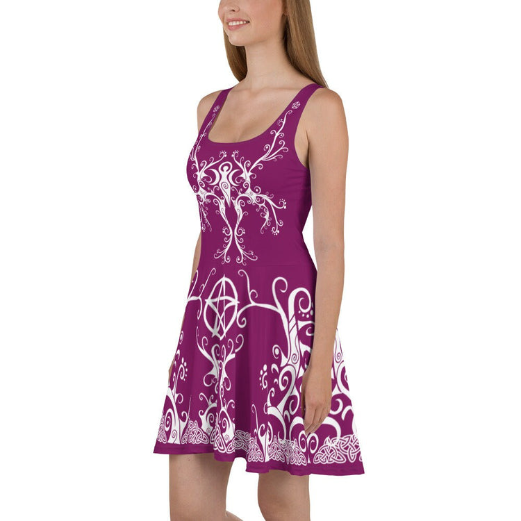 Purple Witch Dress: Celtic Pentagram Pagan Skater Dress