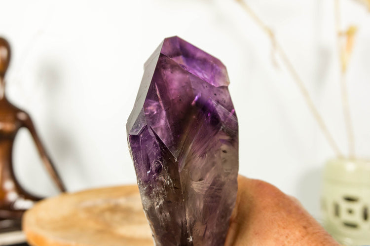 Dragon Tooth Amethyst, Raw and Natural Bahia Amethyst Scepter, Perfectly Formed Phantom Amethyst, Deep Purple, XL (12 in) 910g - 2.0 lb