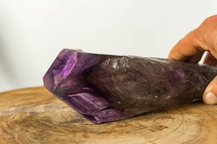 Dragon Tooth Amethyst, Raw and Natural Bahia Amethyst Scepter, Perfectly Formed Phantom Amethyst, Deep Purple, XL (12 in) 910g - 2.0 lb