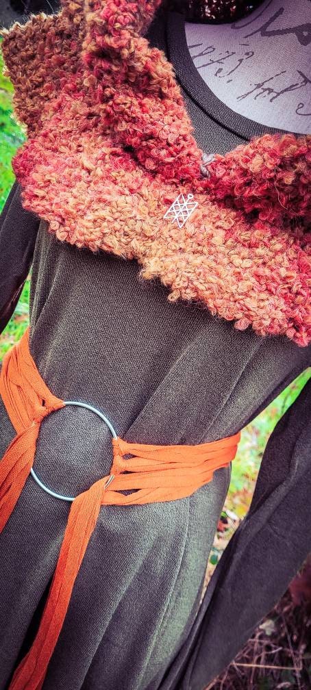Handmade Autumn Witch Hood: Mossy Oversized Viking Hood