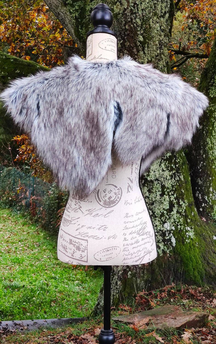 Norse Fur Viking Shoulder Cape with Brooches, Norse Wedding Mantle