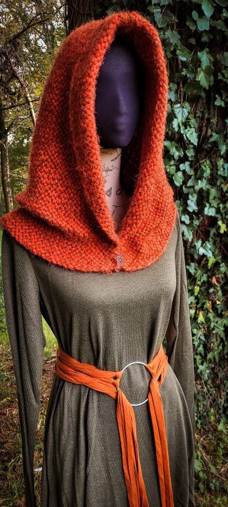 Handwoven Autumn Hood, Norse Witch, Larp, Viking Wedding
