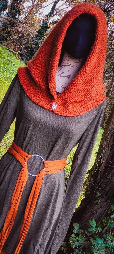 Handwoven Autumn Hood, Norse Witch, Larp, Viking Wedding