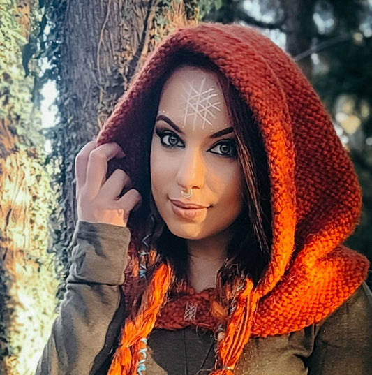 Handwoven Autumn Hood, Norse Witch, Larp, Viking Wedding