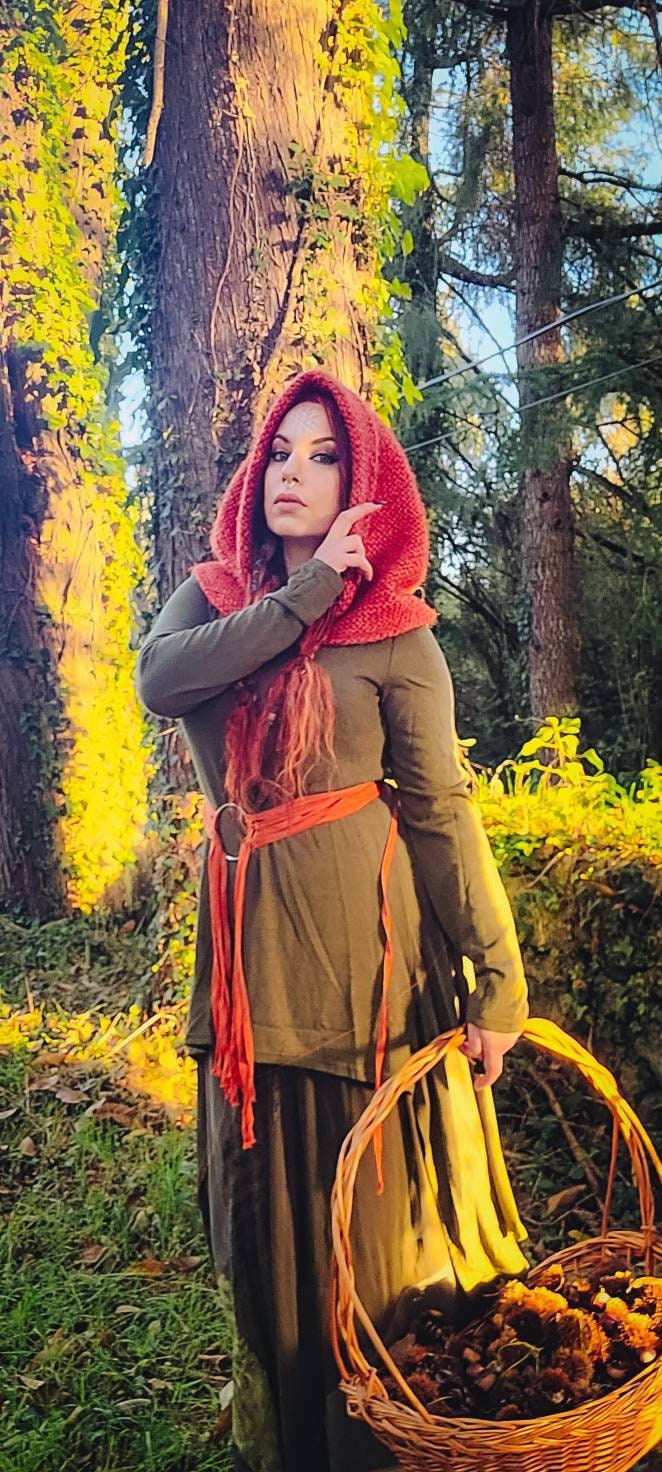 Handwoven Autumn Hood, Norse Witch, Larp, Viking Wedding