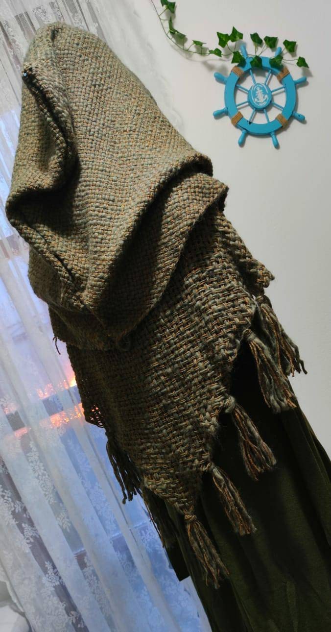 Hand Woven Pagan Wedding Shawl: Forest Witch Larp Clothing Set
