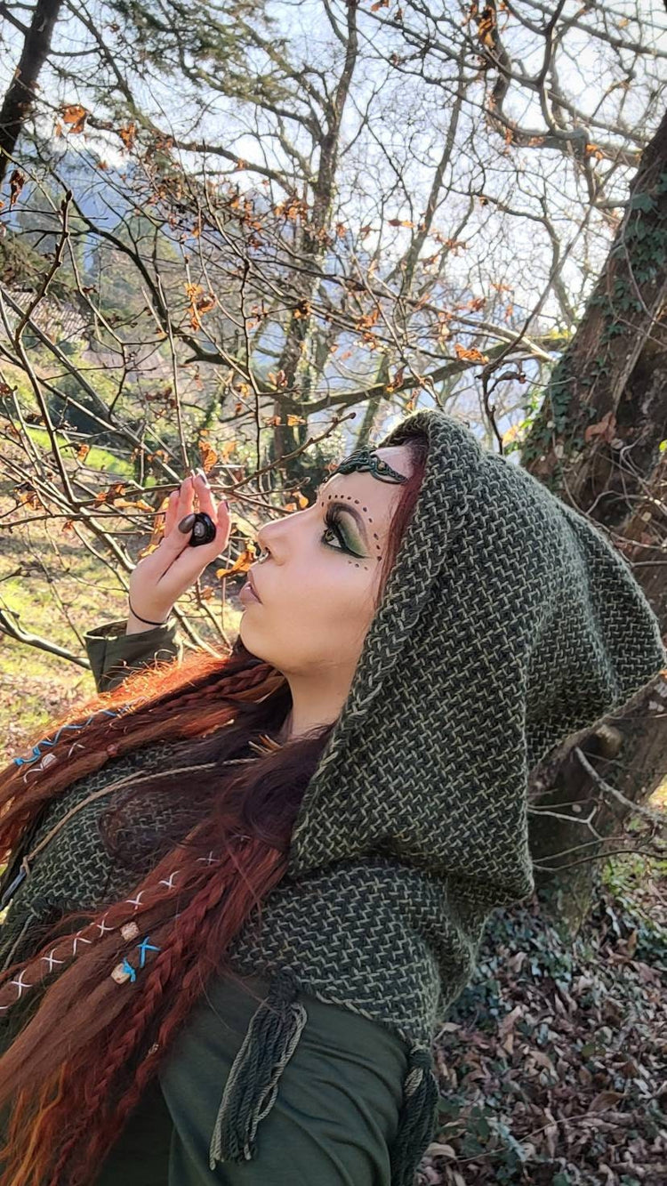 Viking Hood, Handwoven Skjoldehamn  Nordic clothing