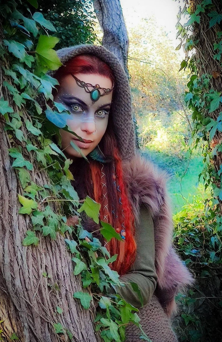 Handwoven Forest Witch Hood, Pagan Celtic Larp Costume, Oversized hoodie