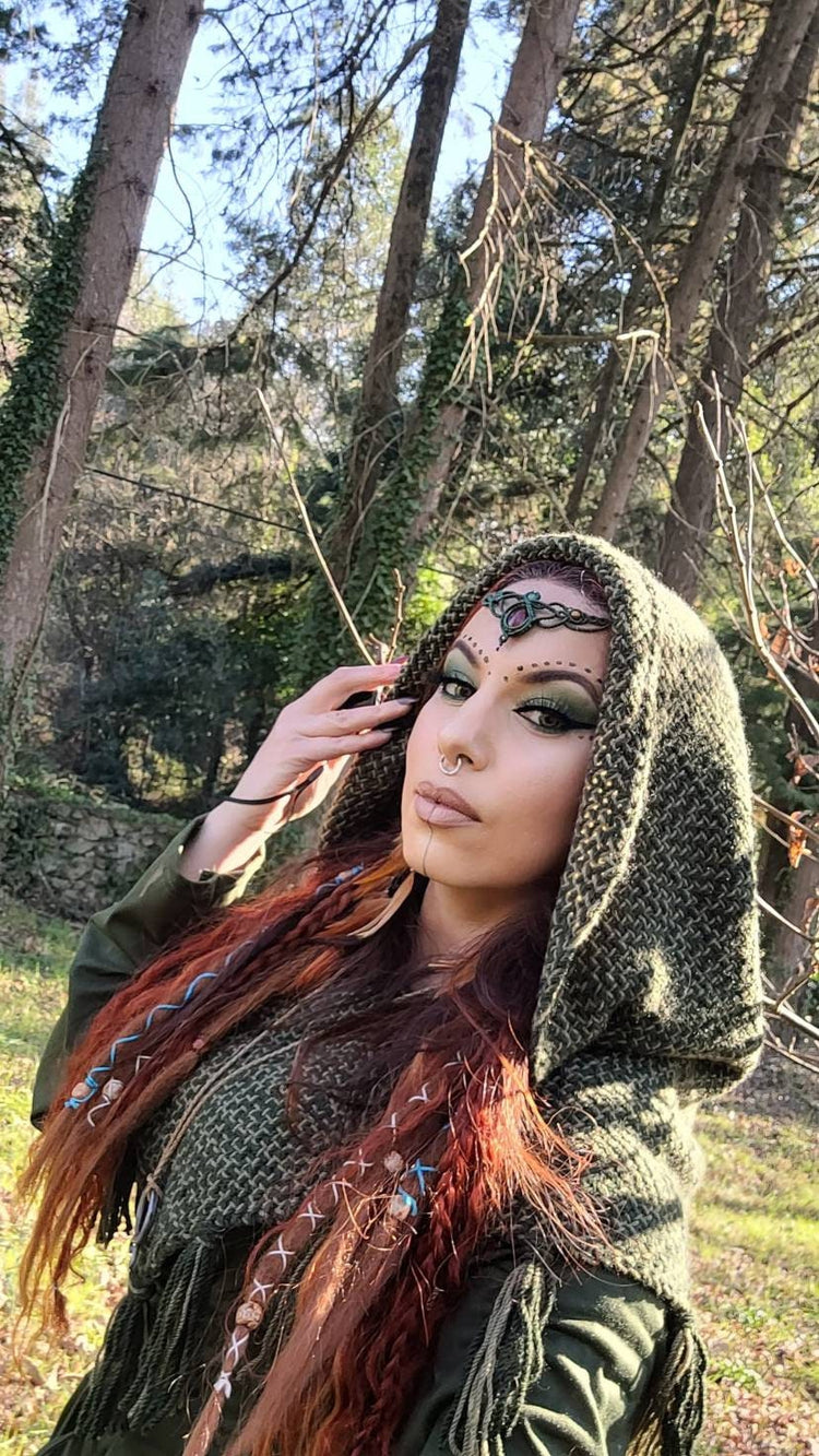 Viking Hood, Handwoven Skjoldehamn  Nordic clothing