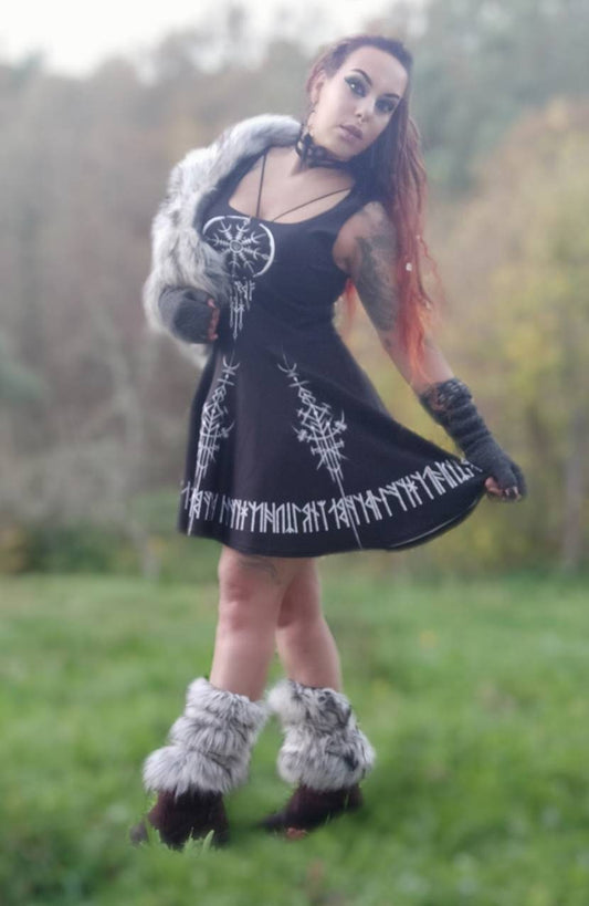 Faux Fur Viking Boot Cuffs: Norse Leg Warmers with Leather Straps