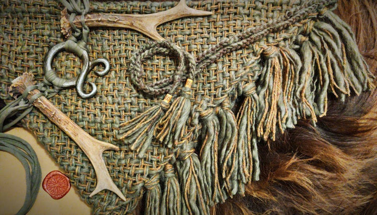 Hand Woven Pagan Wedding Shawl: Forest Witch Larp Clothing Set