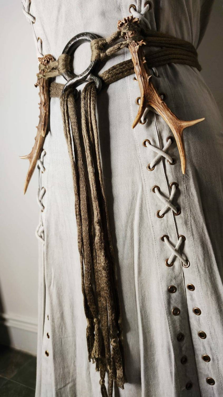 Norse Witch Belt: Viking Pagan Amulet with Antlers