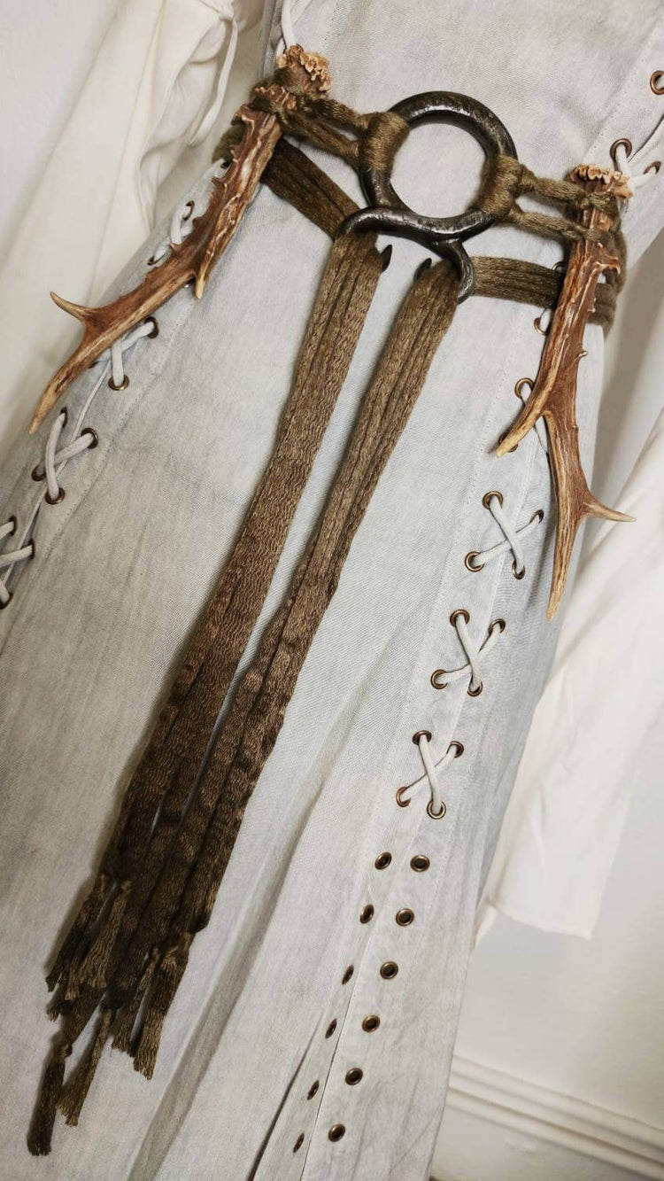 Norse Witch Belt: Viking Pagan Amulet with Antlers