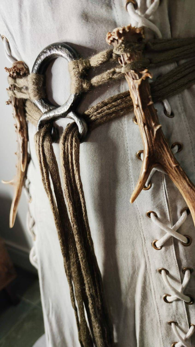 Norse Witch Belt: Viking Pagan Amulet with Antlers