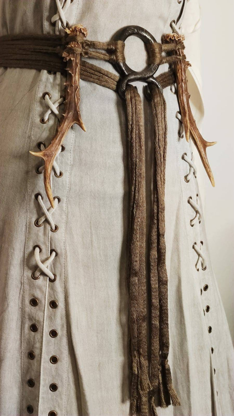 Norse Witch Belt: Viking Pagan Amulet with Antlers