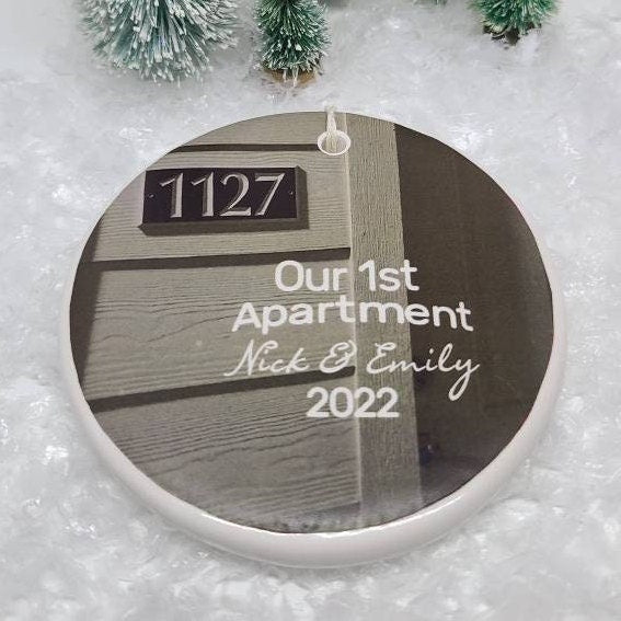 Ornament 1st Apartment, 1st Home, 1st Place, Our 1st Apartment Ornament, Couple Ornament - photo of your 1st apartment with your names