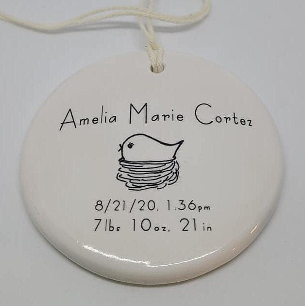 Ornament Baby's 1st, Announcement, Christmas Custom Ornament, Baby Ornament - baby's birth info ornament