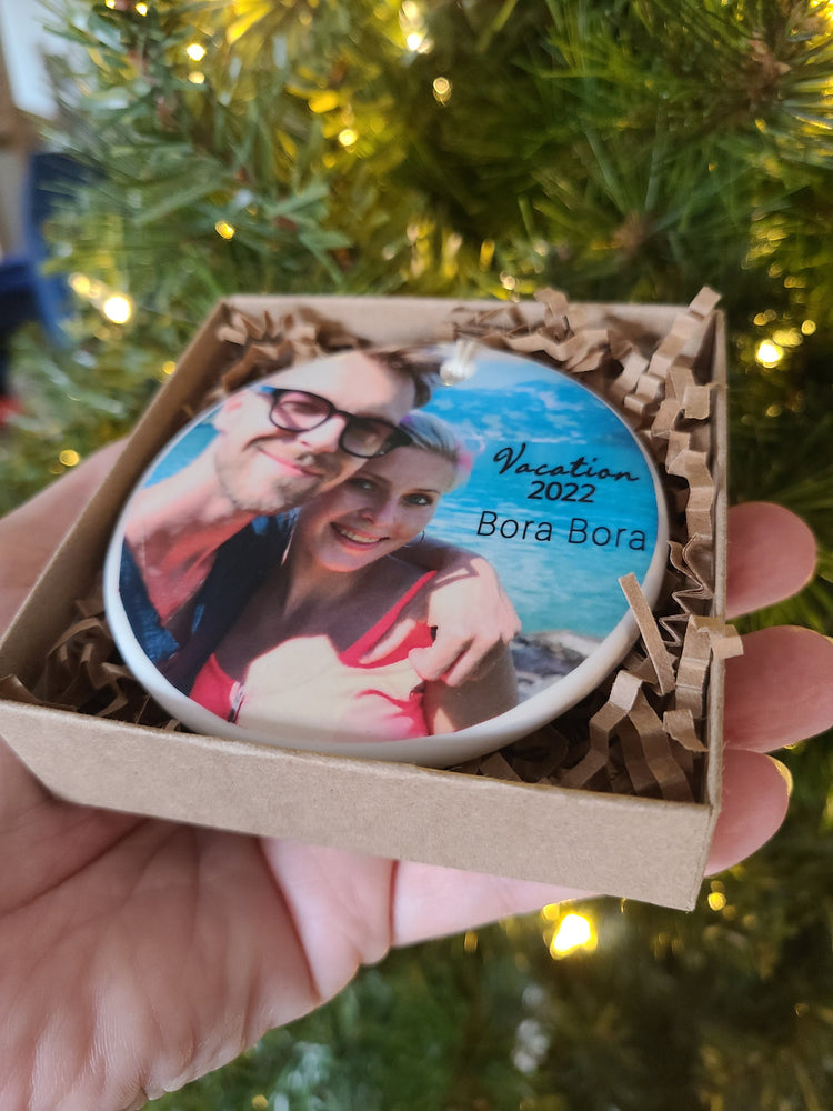 Ornament Vacation, Beach Ornament, Vacation Ornament, Travel, Trip - your vacation photo with destination