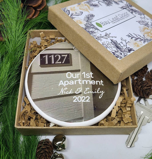 Ornament 1st Apartment, 1st Home, 1st Place, Our 1st Apartment Ornament, Couple Ornament - photo of your 1st apartment with your names