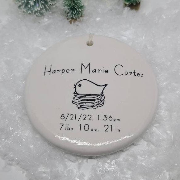 Ornament Baby's 1st, Announcement, Christmas Custom Ornament, Baby Ornament - baby's birth info ornament