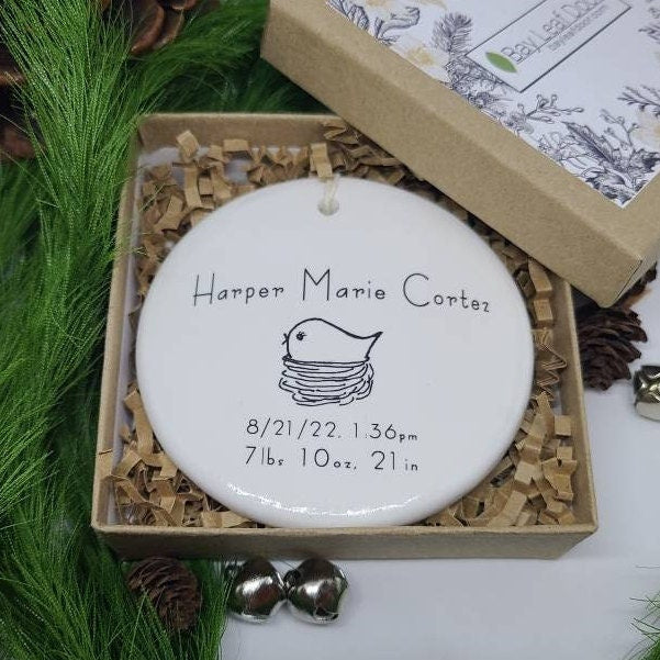 Ornament Baby's 1st, Announcement, Christmas Custom Ornament, Baby Ornament - baby's birth info ornament