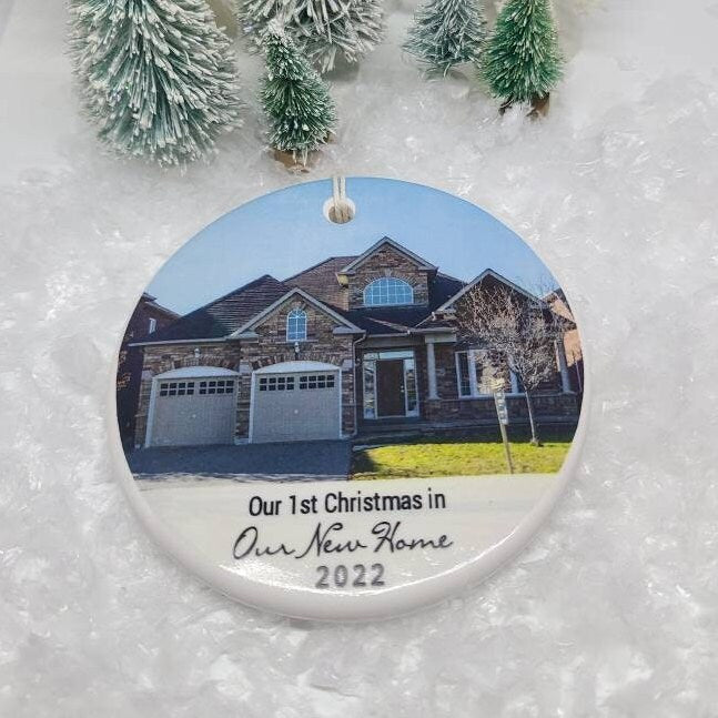 qwe Ornament New Home, Custom, Personalized, Real Estate, Our New Home Ornament, 1st Home - your new home photo and the year