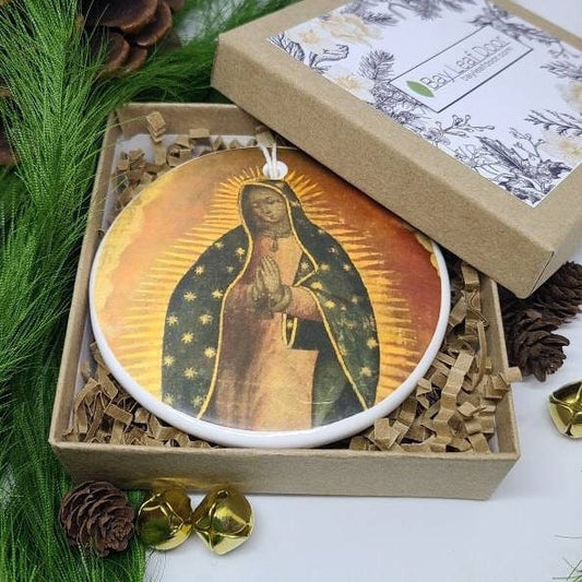 Ornament Our Lady of Guadalupe, Virgin Mary, Catholic Ornament, Christmas Ornament - warm image of our lady of guadalupe