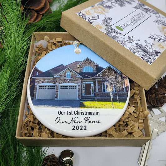 qwe Ornament New Home, Custom, Personalized, Real Estate, Our New Home Ornament, 1st Home - your new home photo and the year