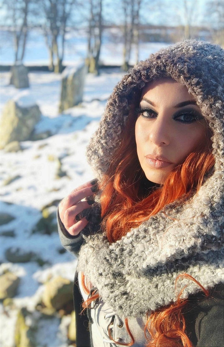 Handmade Yule Witch Hood: Oversized Wool Norse Viking Hood